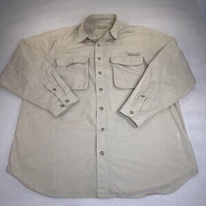 ExOfficio Shirt Mens XL Insect Shield Beige Button Up Long Sleeve Outdoor